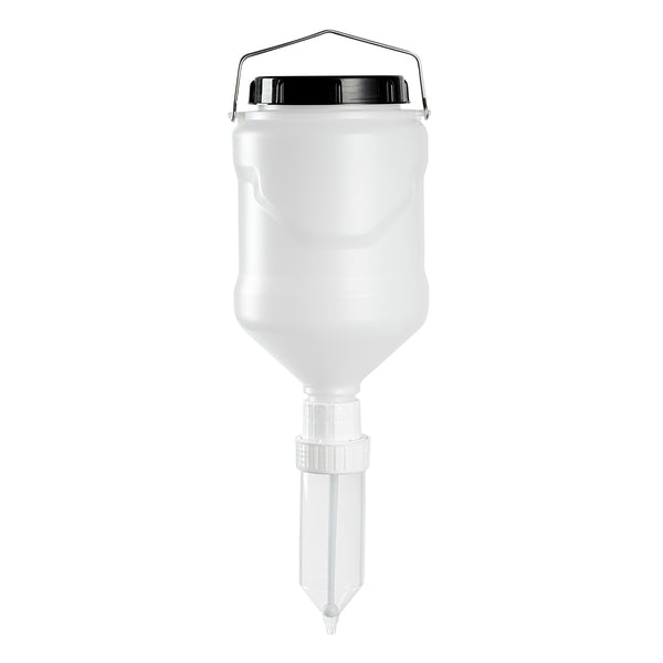 Restaurantware Sauce Tek 3L Plastic Hanging Bottle Condiment Pump Dispenser - With Squeeze Nozzle - 6" X 6" X 16 3/4" - 1 Count Box