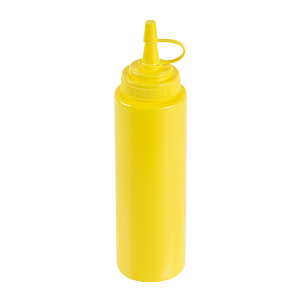 Restaurantware Sauce Tek 8 Oz Yellow Plastic Squeeze Bottle - With Cap Wide Mouth - 2" X 2" X 7 1/4" - 1 Count Box