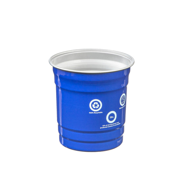 Restaurantware Saving Nature 10 Oz Blue Aluminum Drinking Cup - 3 1/2" X 3 1/2" X 3" - 100 Count Box