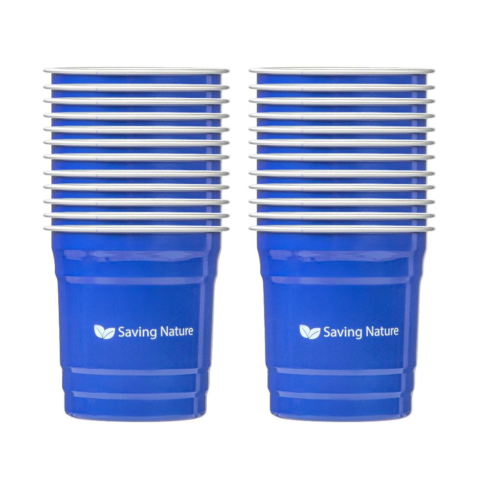 restaurantware Saving Nature 10 oz Blue Aluminum Drinking Cup - 3 1/2" x 3 1/2" x 3" - 100 count box
