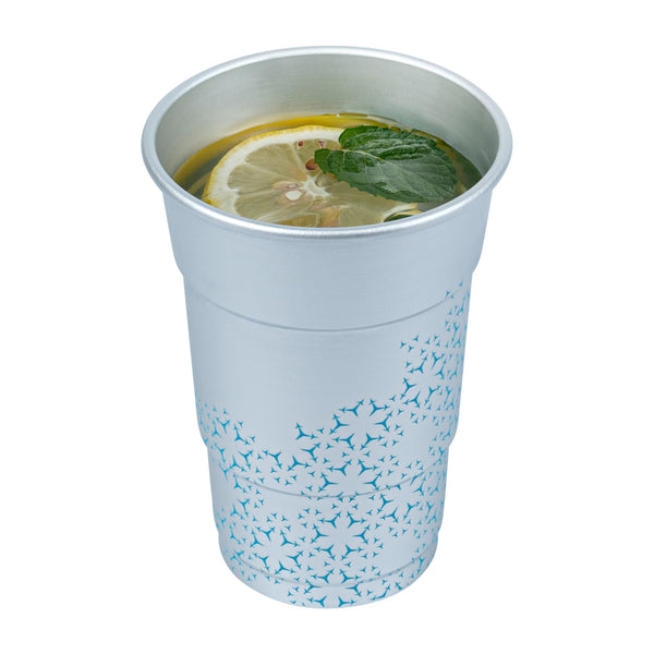 Restaurantware Saving Nature 16 Oz Aluminum Color Changing Drinking Cup - 3 1/2'' X 3 1/2'' X 5'' - 48 Count Box