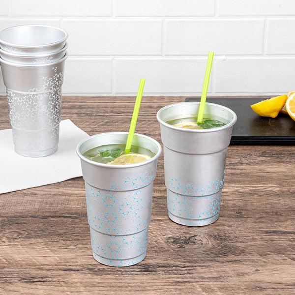 Restaurantware Saving Nature 16 Oz Aluminum Color Changing Drinking Cup - 3 1/2'' X 3 1/2'' X 5'' - 48 Count Box