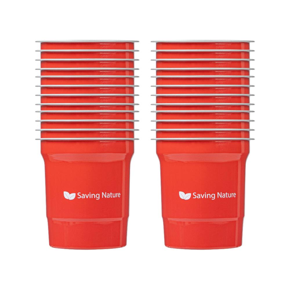 restaurantware Saving Nature 16 oz Red Aluminum Drinking Cup - 3 3/4" x 3 3/4" x 4" - 100 count box