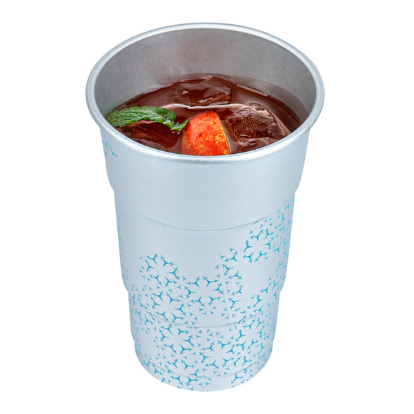 Restaurantware Saving Nature 20 Oz Aluminum Color Changing Drinking Cup - 3 1/2'' X 3 1/2'' X 5 1/2'' - 48 Count Box
