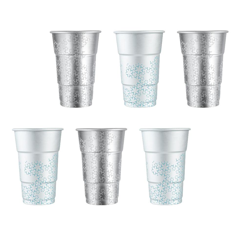 restaurantware Saving Nature 20 oz Aluminum Color Changing Drinking Cup - 3 1/2'' x 3 1/2'' x 5 1/2'' - 48 count box