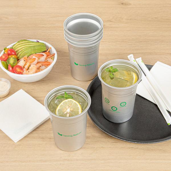 Restaurantware Saving Nature 20 Oz Aluminum Drinking Cup - 3 3/4" X 3 3/4" X 5" - 100 Count Box