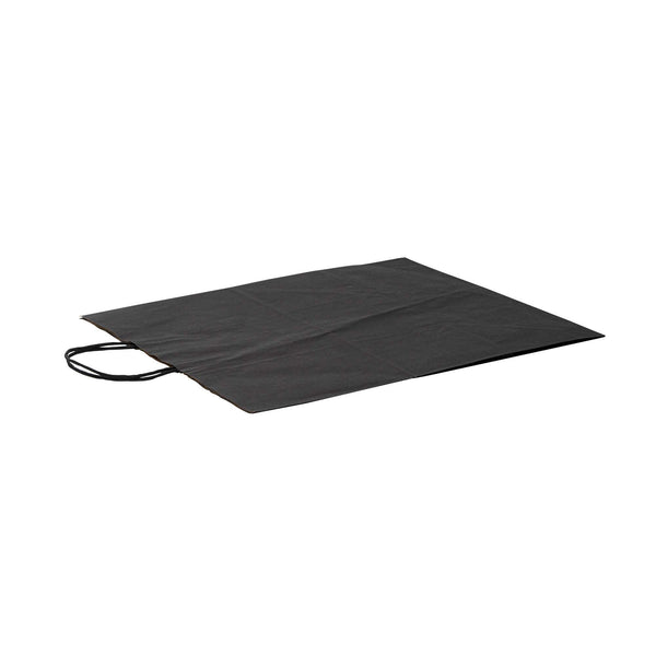 Restaurantware Saving Nature Black Paper Large Retail Bag - With Handles - 16" X 9 3/4" X 17 1/4" - 100 Count Box