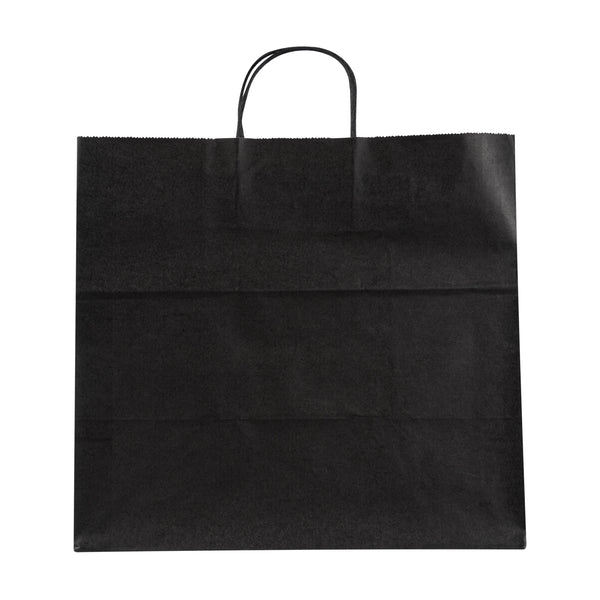 Restaurantware Saving Nature Black Paper Retail Bag - With Handles - 14 1/4" X 8 1/4" X 13 1/4" - 100 Count Box