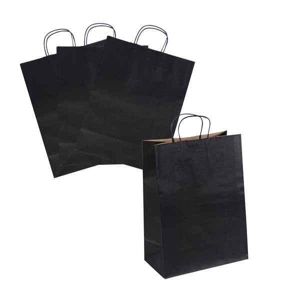 Restaurantware Saving Nature Black Paper Retail Bag - With Handles - 12 1/2" X 6 1/4" X 17" - 100 Count Box