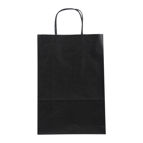 Restaurantware Saving Nature Black Paper Retail Bag - With Handles - 7 3/4" X 4" X 11 1/2" - 100 Count Box