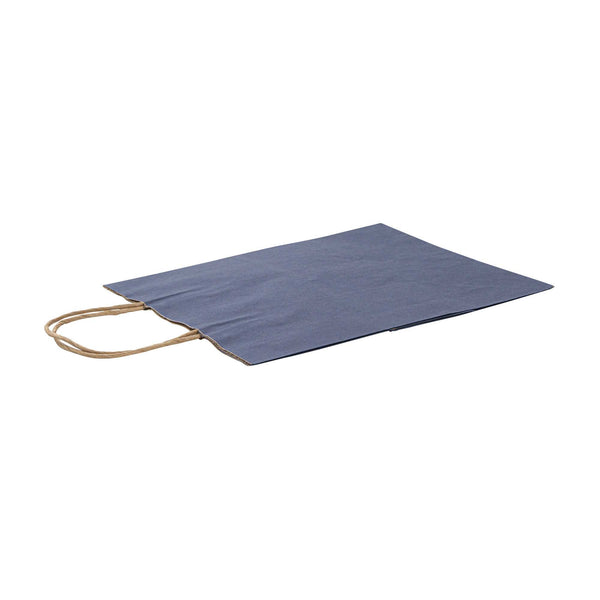 Restaurantware Saving Nature Dark Blue Paper Medium Retail Bag - With Handles - 10" X 6 3/4" X 12" - 100 Count Box