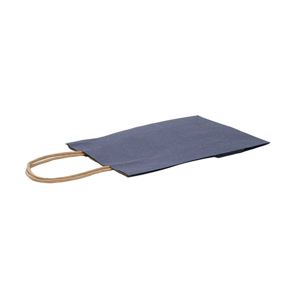 Restaurantware Saving Nature Dark Blue Paper Small Retail Bag - With Handles - 6" X 3 1/4" X 8 1/4" - 100 Count Box