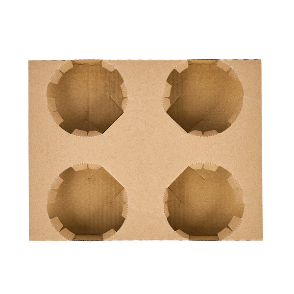 Restaurantware Saving Nature Kraft Paper Convertible Drink Carrier - Fits 2 Or 4 Cups - 8 1/2" X 6 1/2" X 1 1/2" - 100 Count Box