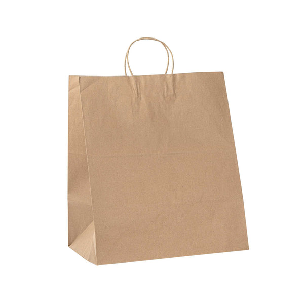 Restaurantware Saving Nature Kraft Paper Large Retail Bag - With Handles - 16" X 9 3/4" X 17 1/4" - 100 Count Box