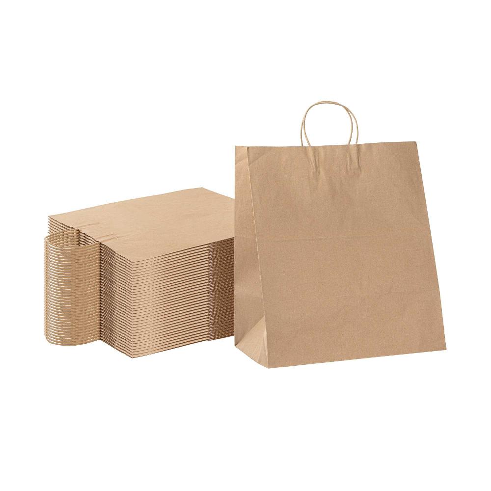 restaurantware Saving Nature Kraft Paper Large Retail Bag - with Handles - 16" x 9 3/4" x 17 1/4" - 100 count box