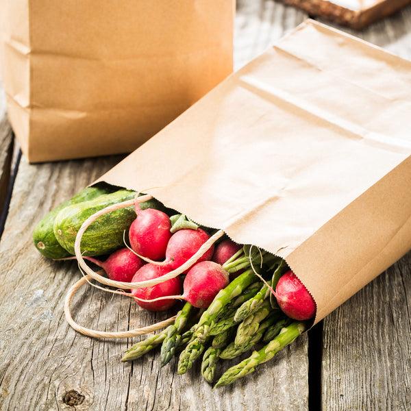 Restaurantware Saving Nature Kraft Paper Medium Retail Bag - With Handles - 10" X 6 3/4" X 12" - 100 Count Box