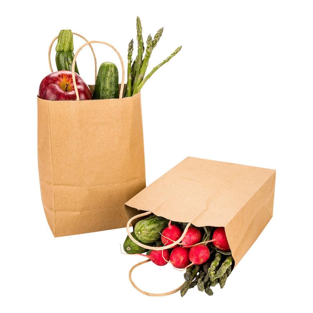 restaurantware Saving Nature Kraft Paper Medium Retail Bag - with Handles - 10" x 6 3/4" x 12" - 100 count box