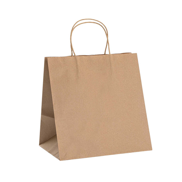 Restaurantware Saving Nature Kraft Paper Retail Bag - With Handles - 10 1/4" X 7 3/4" X 10 1/2" - 100 Count Box