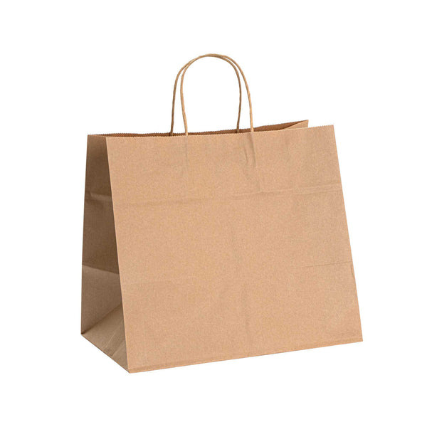 Restaurantware Saving Nature Kraft Paper Retail Bag - With Handles - 12 1/2" X 8 1/4" X 11 1/4" - 100 Count Box