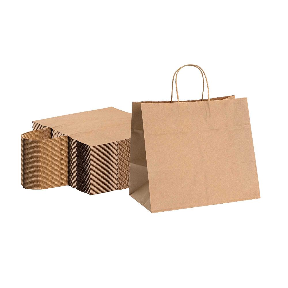 restaurantware Saving Nature Kraft Paper Retail Bag - with Handles - 12 1/2" x 8 1/4" x 11 1/4" - 100 count box