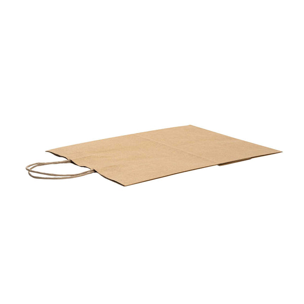 Restaurantware Saving Nature Kraft Paper Retail Bag - With Handles - 10 1/4" X 5 1/2" X 12 1/2" - 100 Count Box