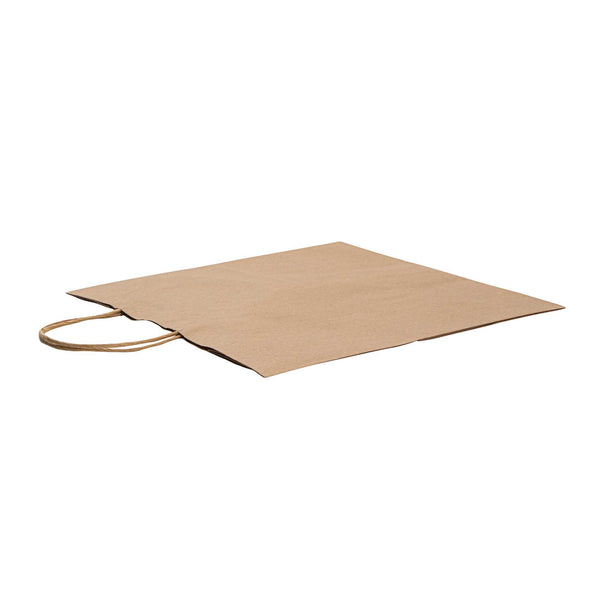 Restaurantware Saving Nature Kraft Paper Retail Bag - With Handles - 12 1/2" X 6 1/4" X 12 1/4" - 100 Count Box