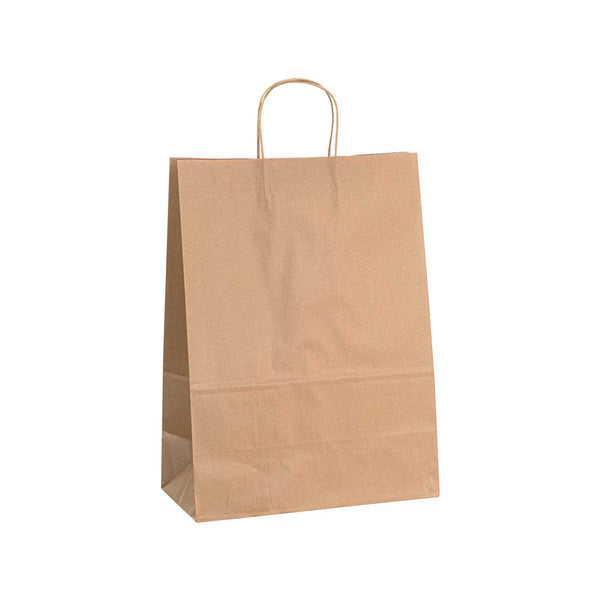 Restaurantware Saving Nature Kraft Paper Retail Bag - With Handles - 12 1/2" X 6 1/4" X 17" - 100 Count Box