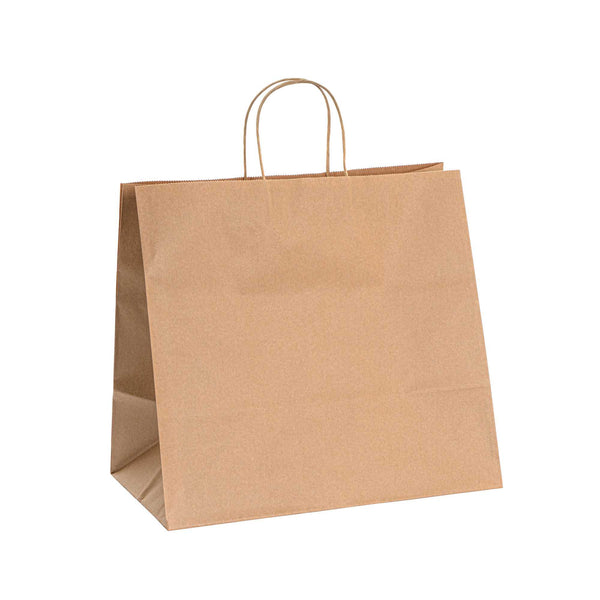 Restaurantware Saving Nature Kraft Paper Retail Bag - With Handles - 14 1/4" X 8 1/4" X 13 1/4" - 100 Count Box