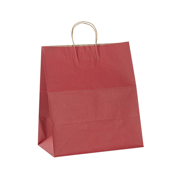 Restaurantware Saving Nature Red Paper Large Retail Bag - With Handles - 16" X 9 3/4" X 17 1/4" - 100 Count Box