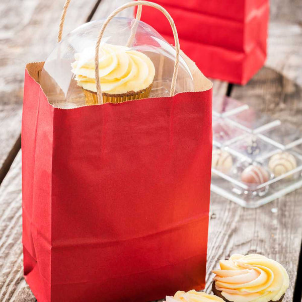 Restaurantware Saving Nature Red Paper Large Retail Bag - With Handles - 16" X 9 3/4" X 17 1/4" - 100 Count Box