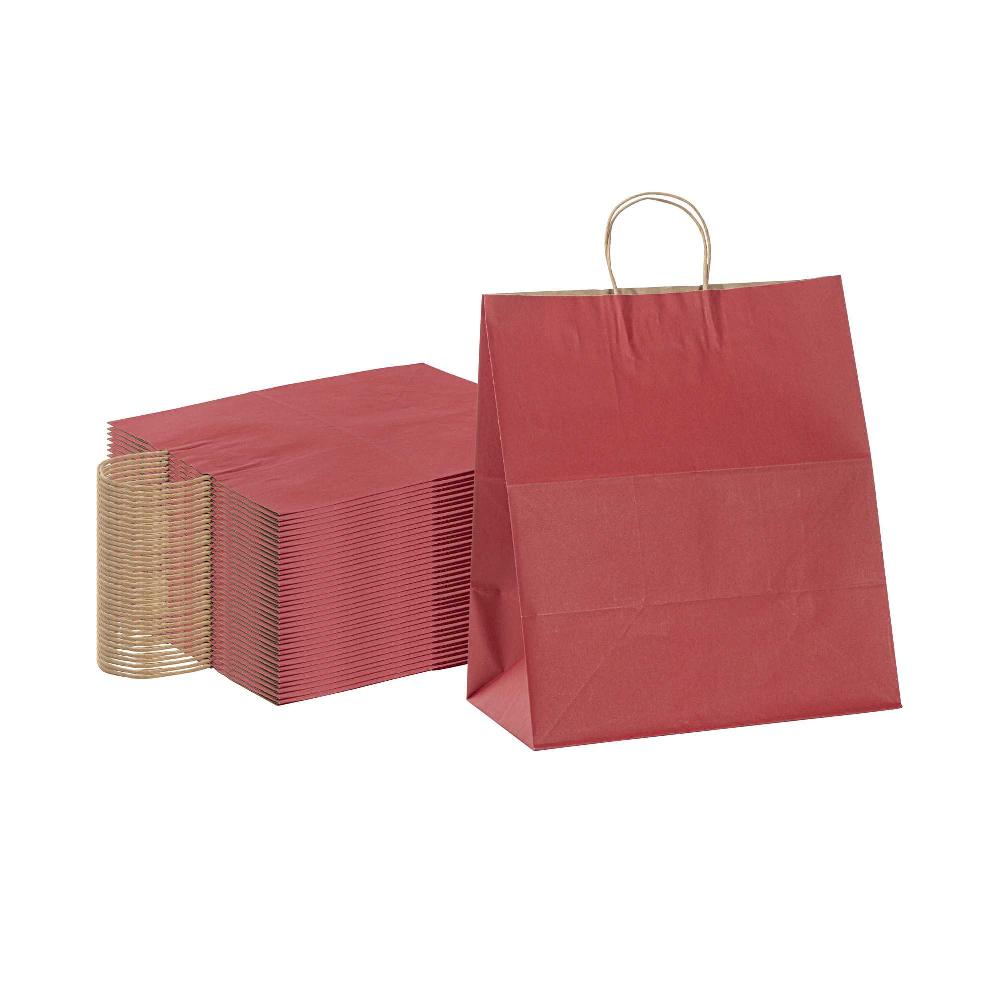 restaurantware Saving Nature Red Paper Large Retail Bag - with Handles - 16" x 9 3/4" x 17 1/4" - 100 count box