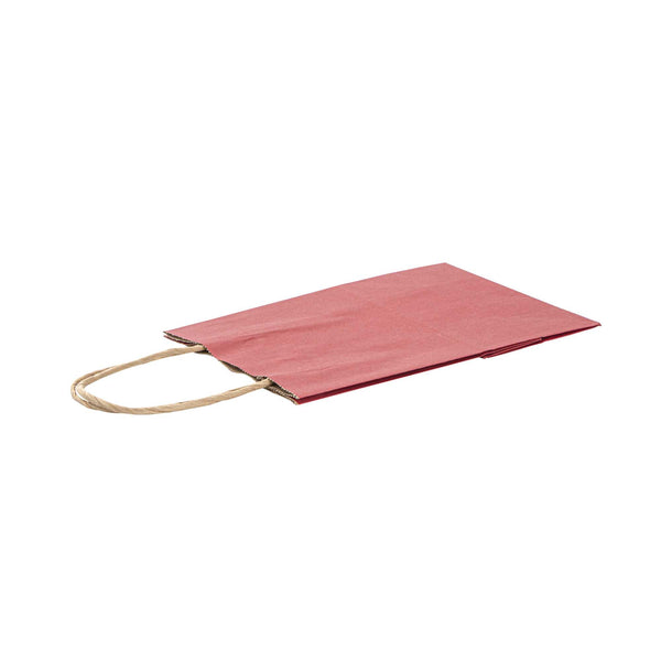 Restaurantware Saving Nature Red Paper Small Retail Bag - With Handles - 6" X 3 1/4" X 8 1/4" - 100 Count Box