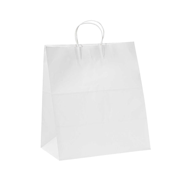 Restaurantware Saving Nature White Paper Large Retail Bag - With Handles - 16" X 9 3/4" X 17 1/4" - 100 Count Box