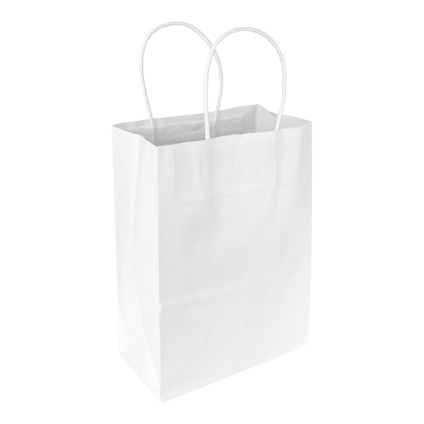 Restaurantware Saving Nature White Paper Medium Retail Bag - With Handles - 10" X 6 3/4" X 12" - 100 Count Box