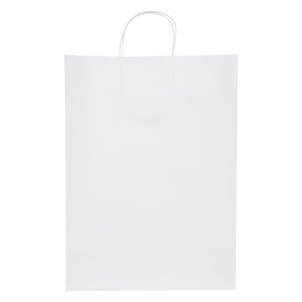 Restaurantware Saving Nature White Paper Retail Bag - With Handles - 12 1/2" X 6 1/4" X 17" - 100 Count Box