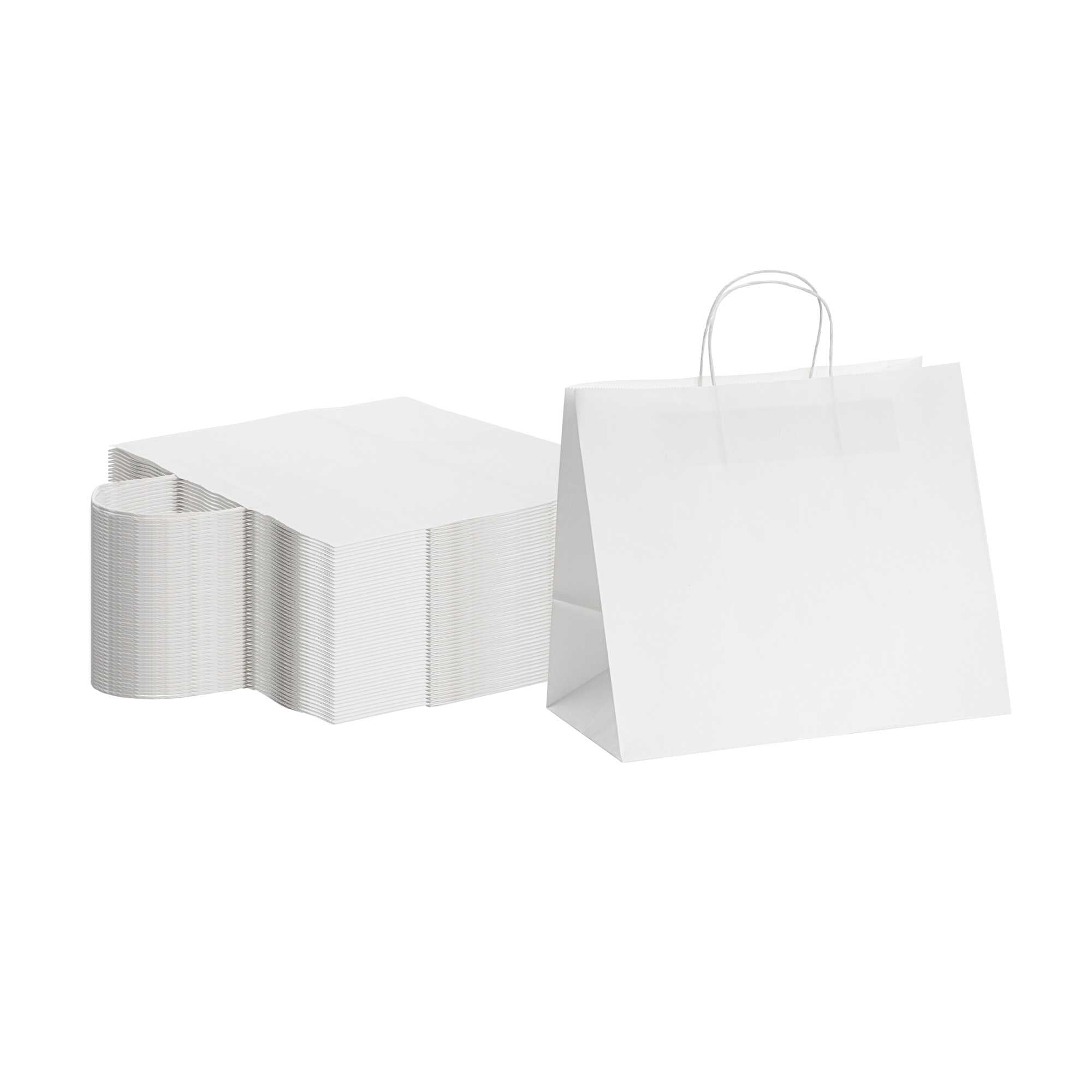 restaurantware Saving Nature White Paper Retail Bag - with Handles - 12 1/2" x 8 1/4" x 11 1/4" - 100 count box