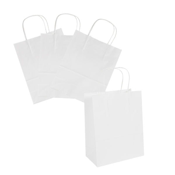 Restaurantware Saving Nature White Paper Retail Bag - With Handles - 7" X 3 1/4" X 8 1/2" - 100 Count Box