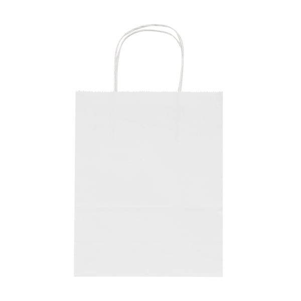 Restaurantware Saving Nature White Paper Retail Bag - With Handles - 7" X 3 1/4" X 8 1/2" - 100 Count Box