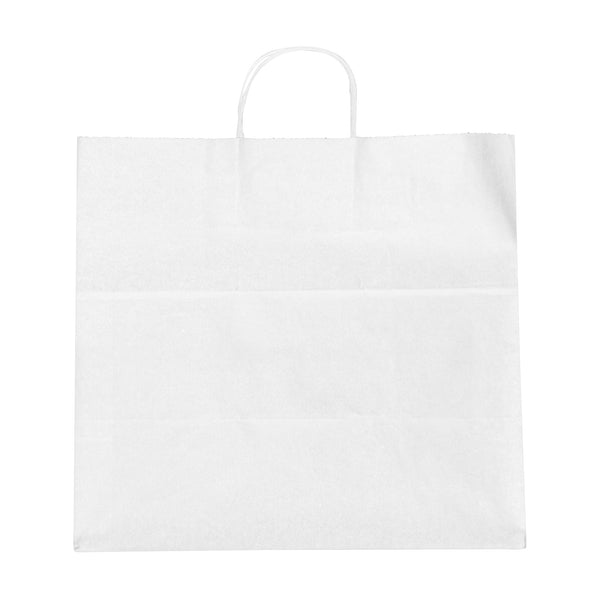 Restaurantware Saving Nature White Paper Retail Bag - With Handles - 14 1/4" X 8 1/4" X 13 1/4" - 100 Count Box