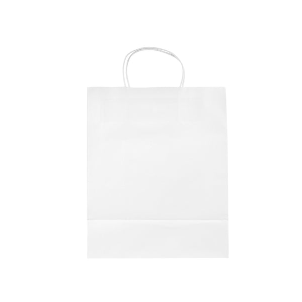 Restaurantware Saving Nature White Paper Retail Bag - With Handles - 10 1/4" X 5 1/2" X 12 1/2" - 100 Count Box