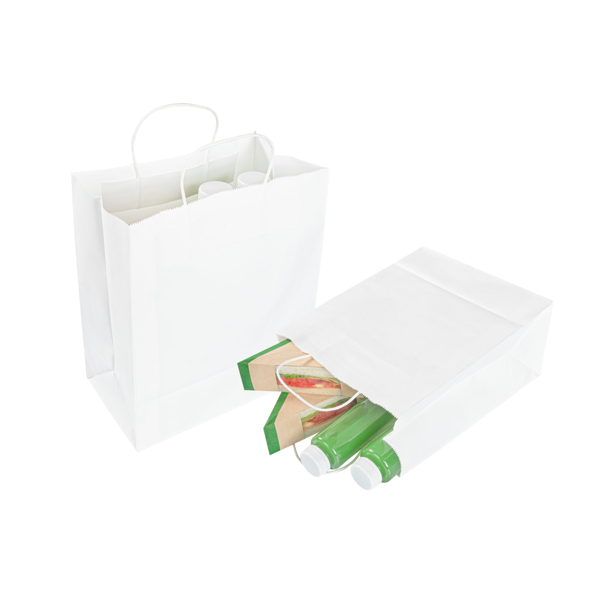 restaurantware Saving Nature White Paper Retail Bag - with Handles - 10 1/4" x 5 1/2" x 12 1/2" - 100 count box