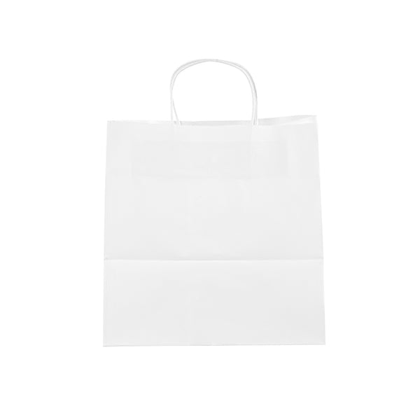 Restaurantware Saving Nature White Paper Retail Bag - With Handles - 10 1/4" X 7 3/4" X 10 1/2" - 100 Count Box