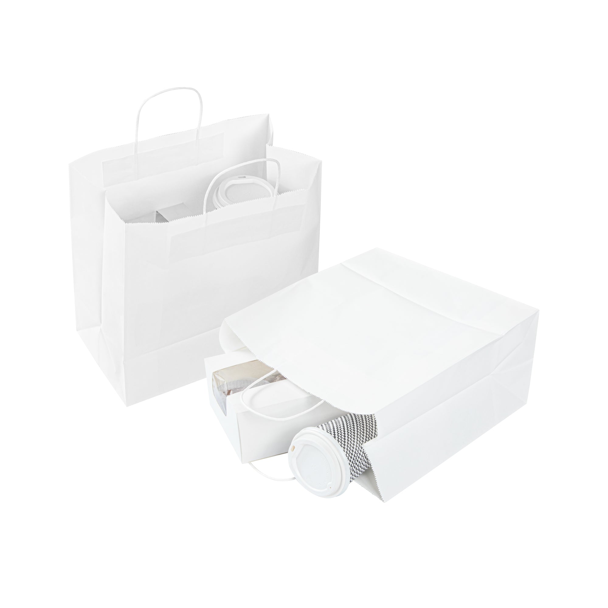 restaurantware Saving Nature White Paper Retail Bag - with Handles - 10 1/4" x 7 3/4" x 10 1/2" - 100 count box