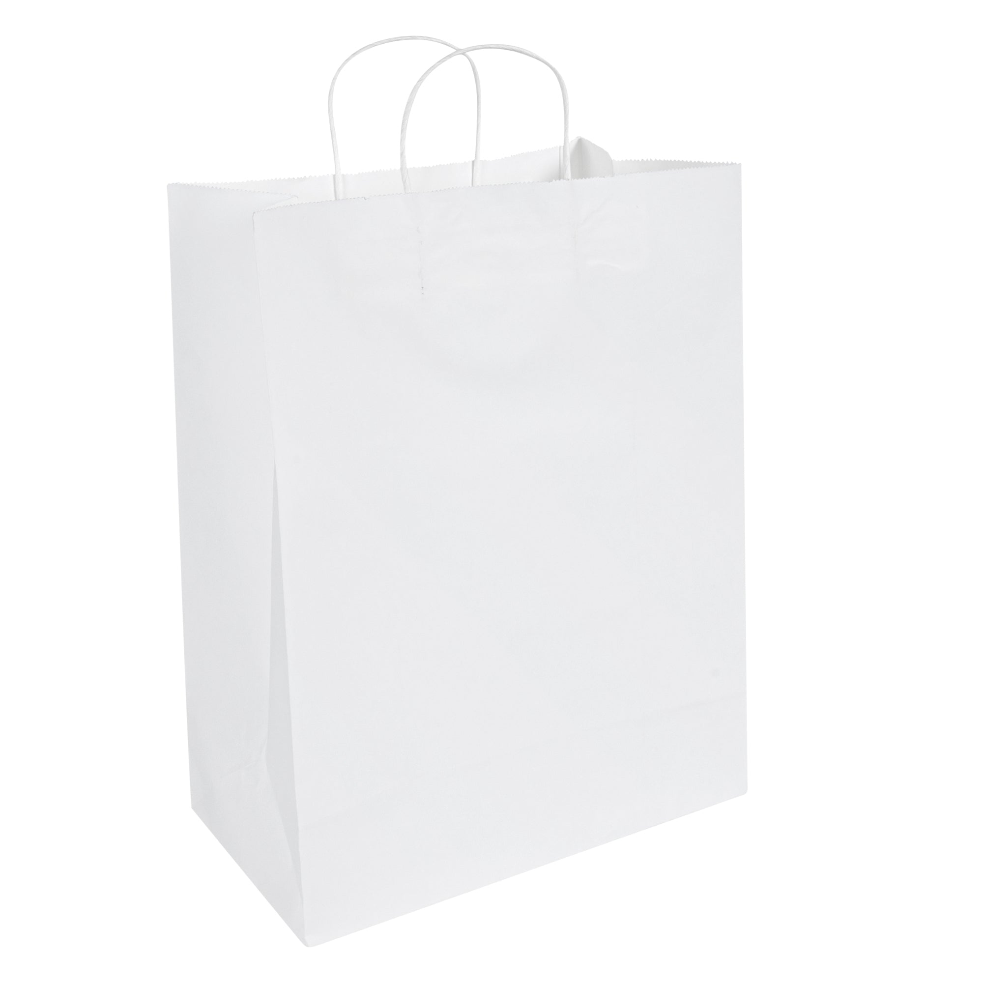 restaurantware Saving Nature White Paper Retail Bag - with Handles - 12 1/2" x 6 1/4" x 17" - 100 count box