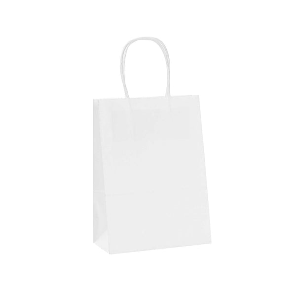 Restaurantware Saving Nature White Paper Small Retail Bag - With Handles - 6" X 3 1/4" X 8 1/4" - 100 Count Box