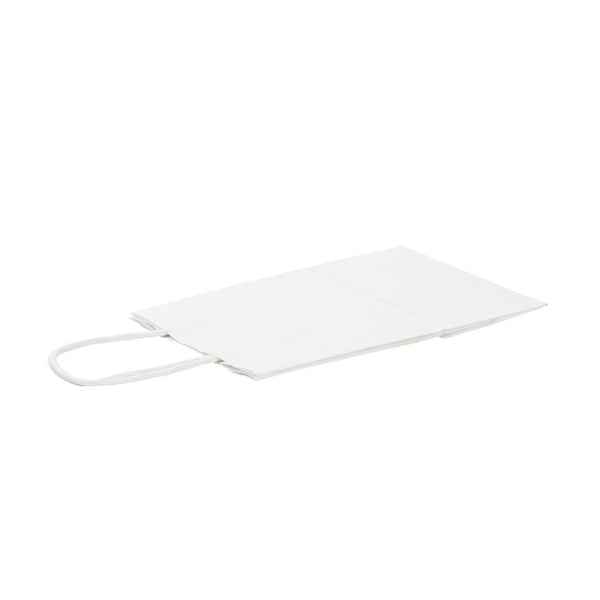 Restaurantware Saving Nature White Paper Small Retail Bag - With Handles - 6" X 3 1/4" X 8 1/4" - 100 Count Box