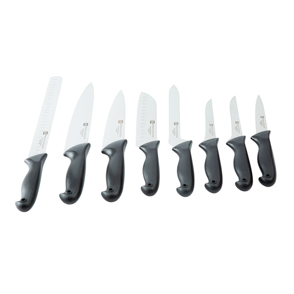 Restaurantware Sensei Back Of The House German Steel 8-Piece Knife Set - HACCP Protection - 1 Count Box