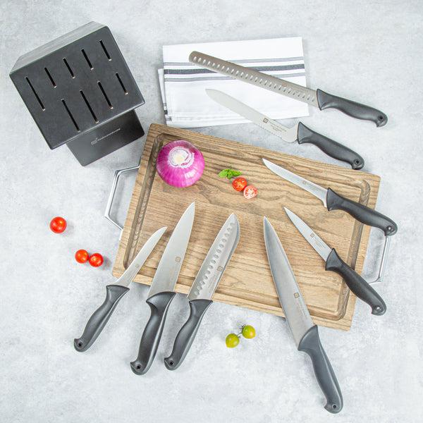 Restaurantware Sensei Back Of The House German Steel 8-Piece Knife Set - HACCP Protection - 1 Count Box