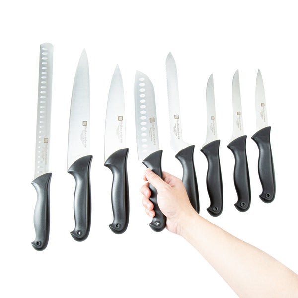 Restaurantware Sensei Back Of The House German Steel 8-Piece Knife Set - HACCP Protection - 1 Count Box