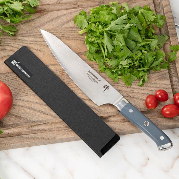 Restaurantware Sensei Black Plastic Knife Blade Cover / Guard Set - 8-Piece - 1 Count Box